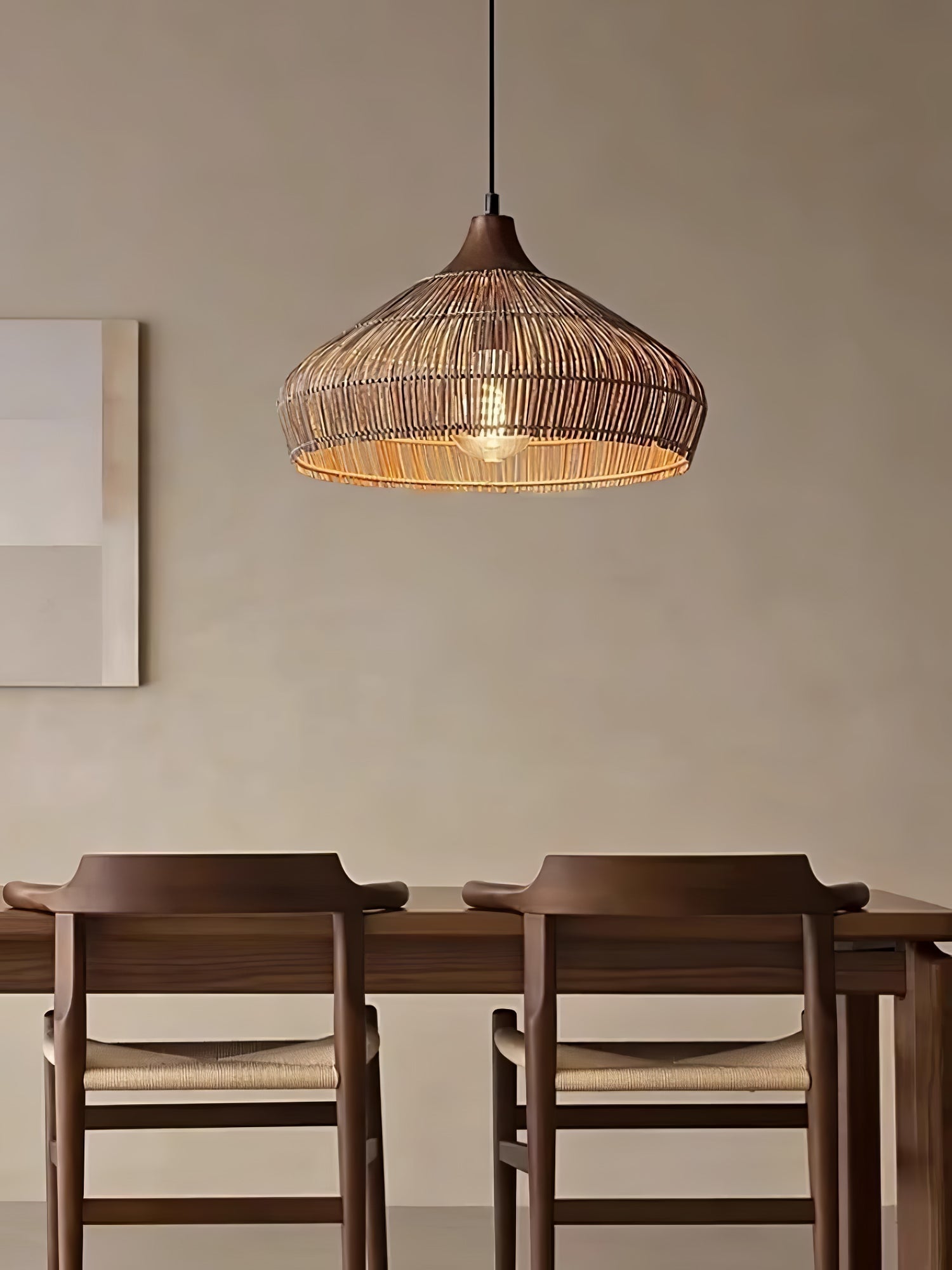 Boho Hängelampe Naturmaterial – Pendelleuchte Rattan & Bambus