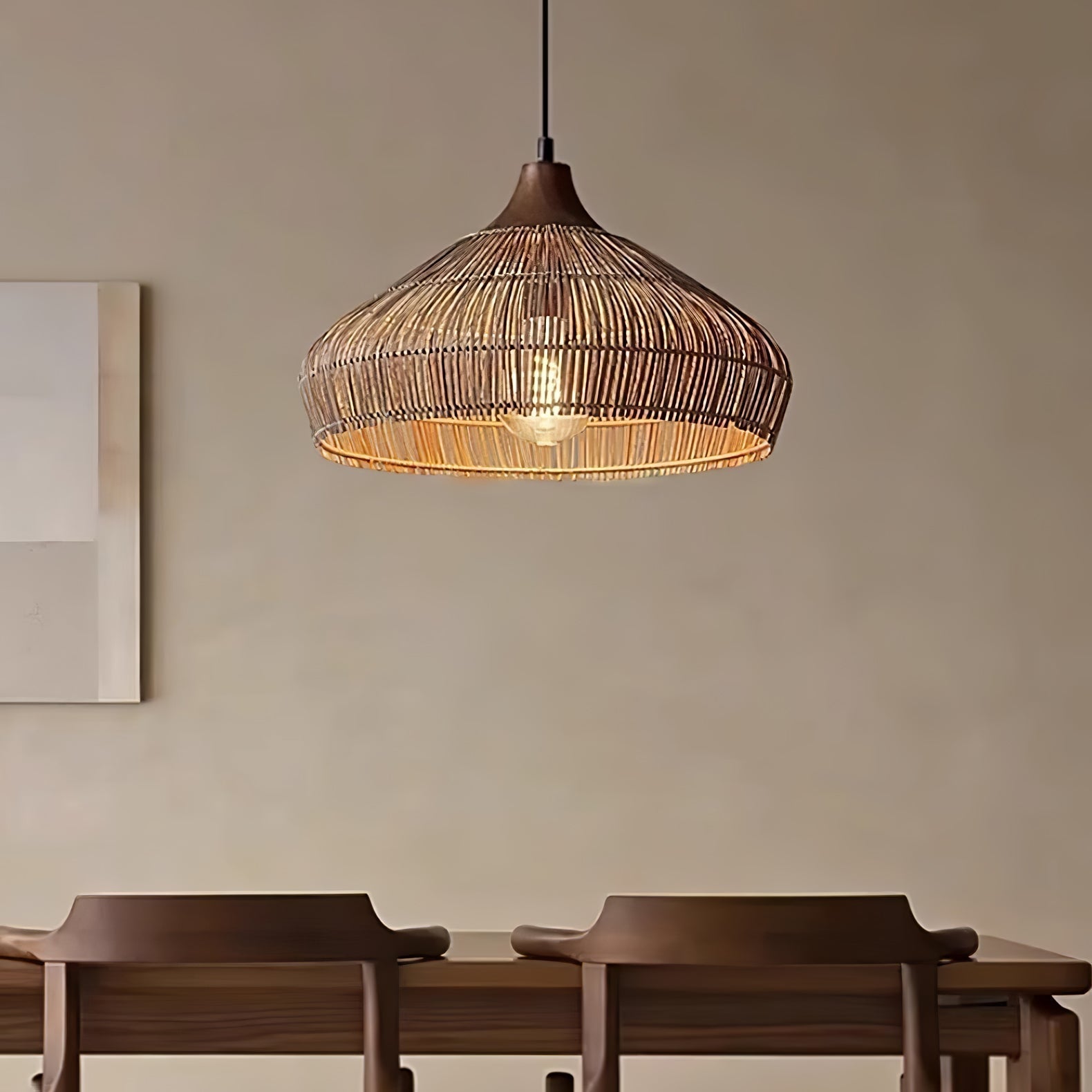 Boho Hängelampe Naturmaterial – Pendelleuchte Rattan & Bambus
