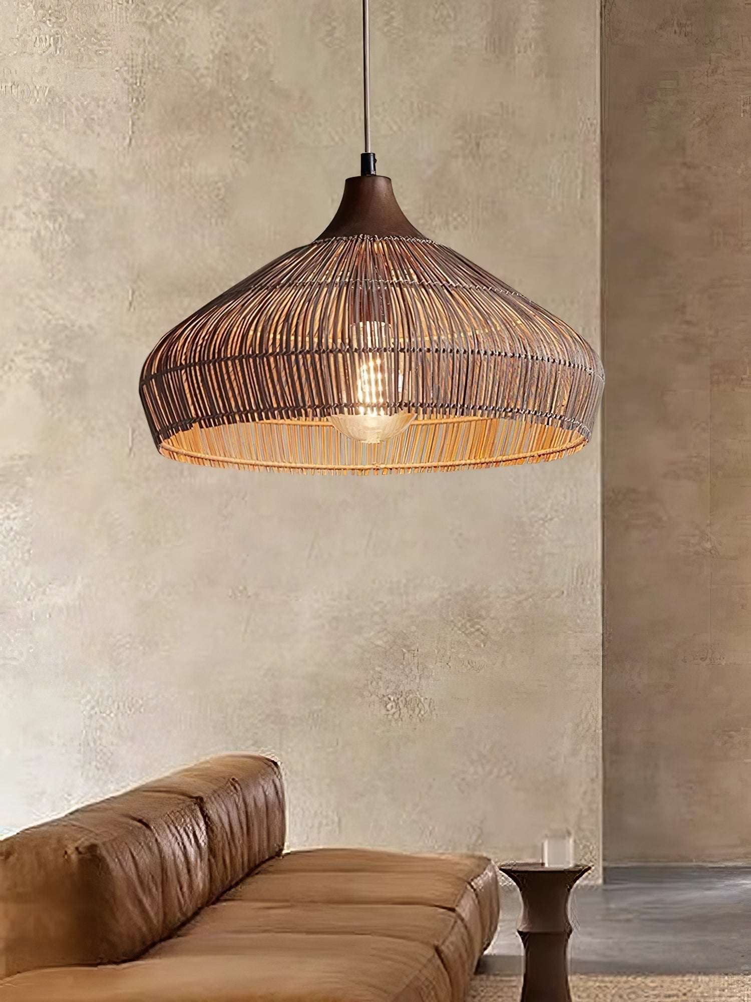 Boho Hängelampe Naturmaterial – Pendelleuchte Rattan & Bambus