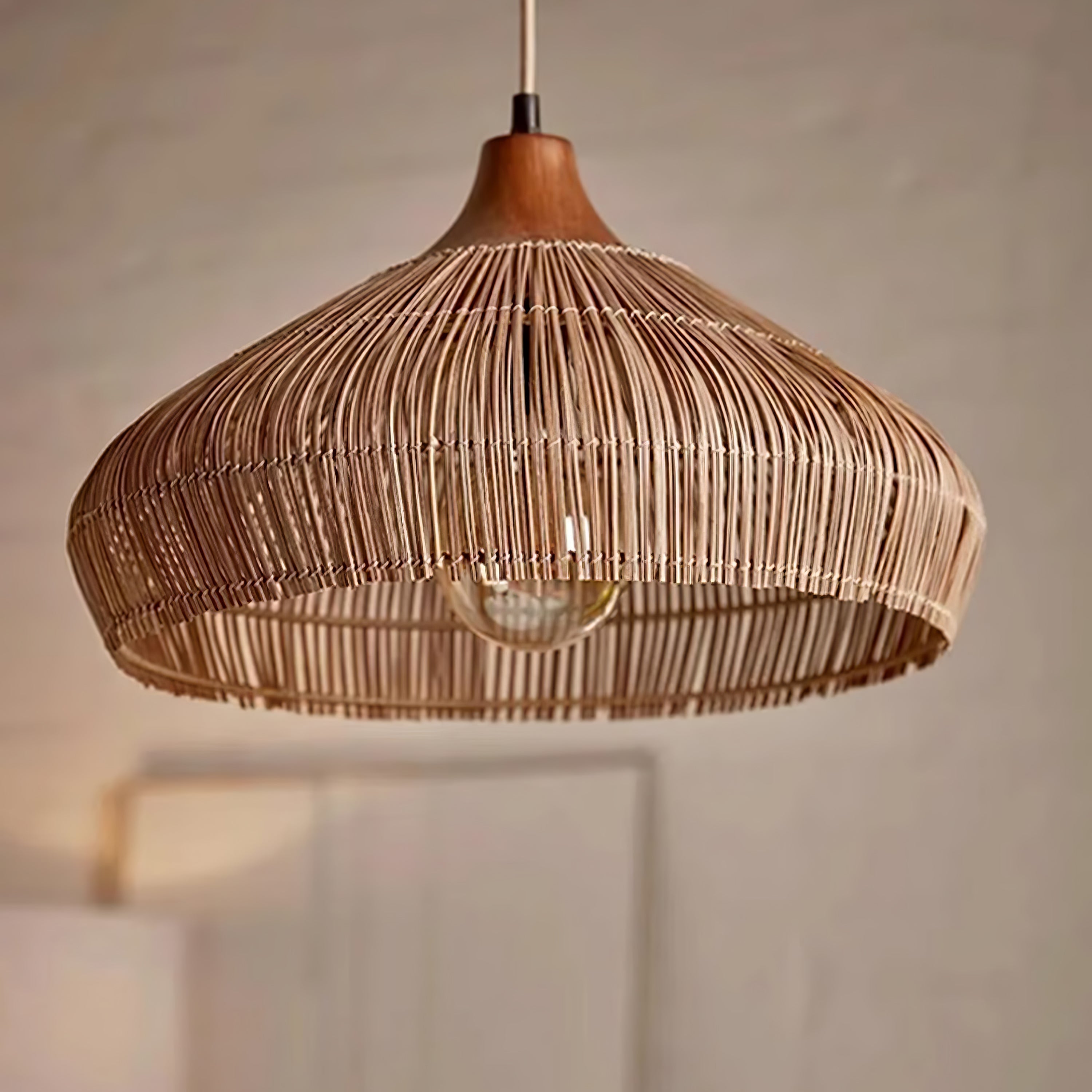 Boho Hängelampe Naturmaterial – Pendelleuchte Rattan & Bambus