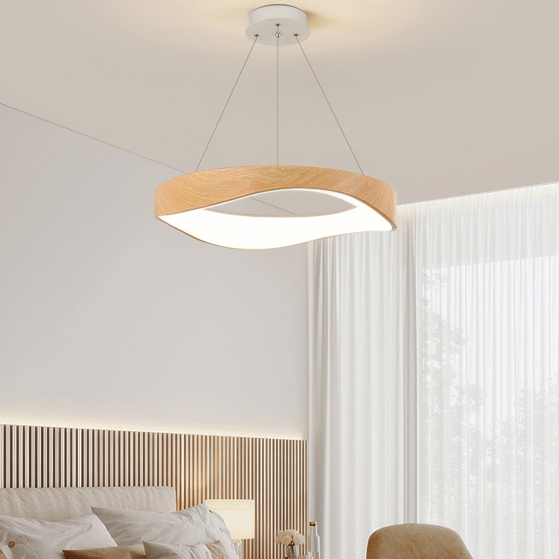 Runde LED Pendelleuchte höhenverstellbar – moderne Hängelampe in Wellenform