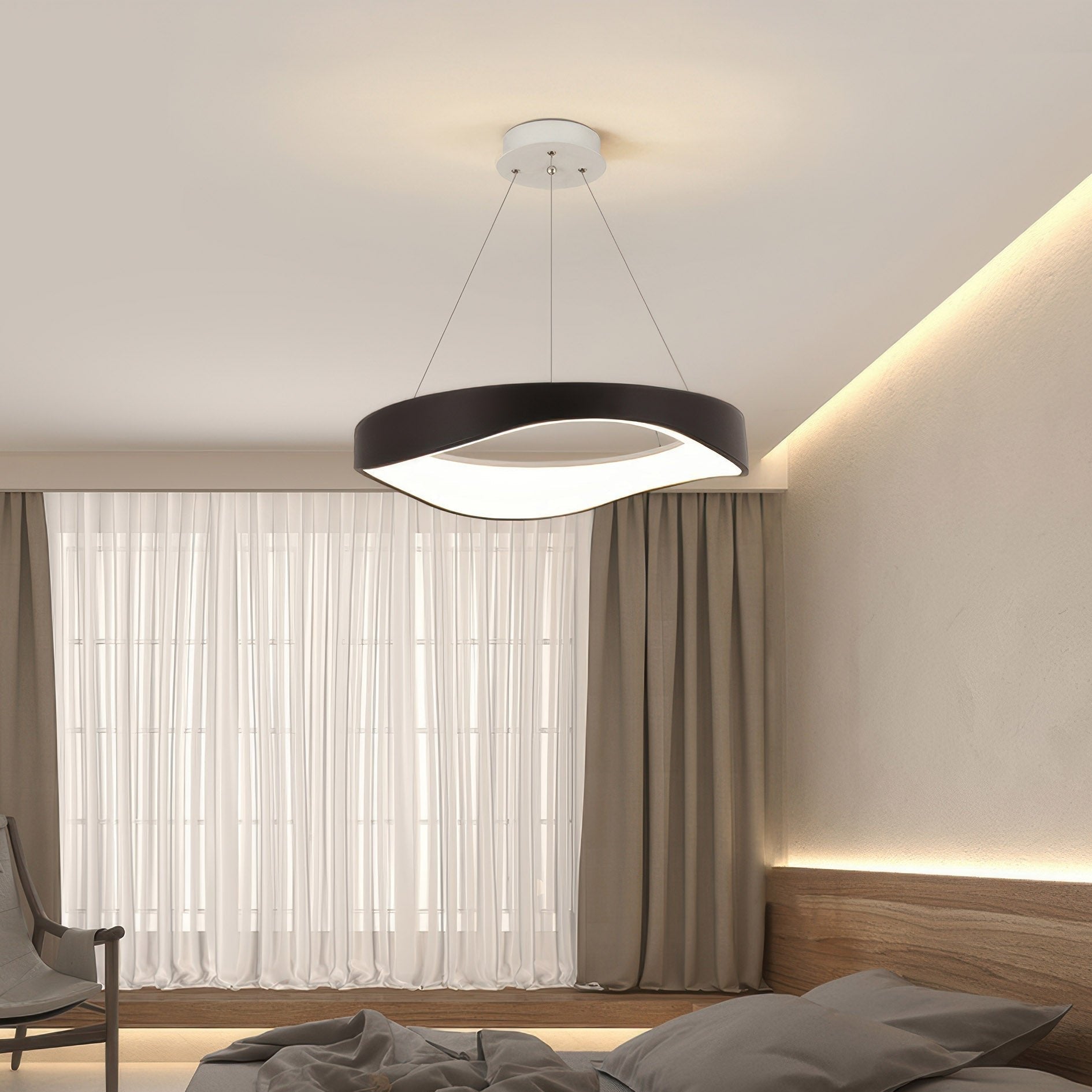 Runde LED Pendelleuchte höhenverstellbar – moderne Hängelampe in Wellenform