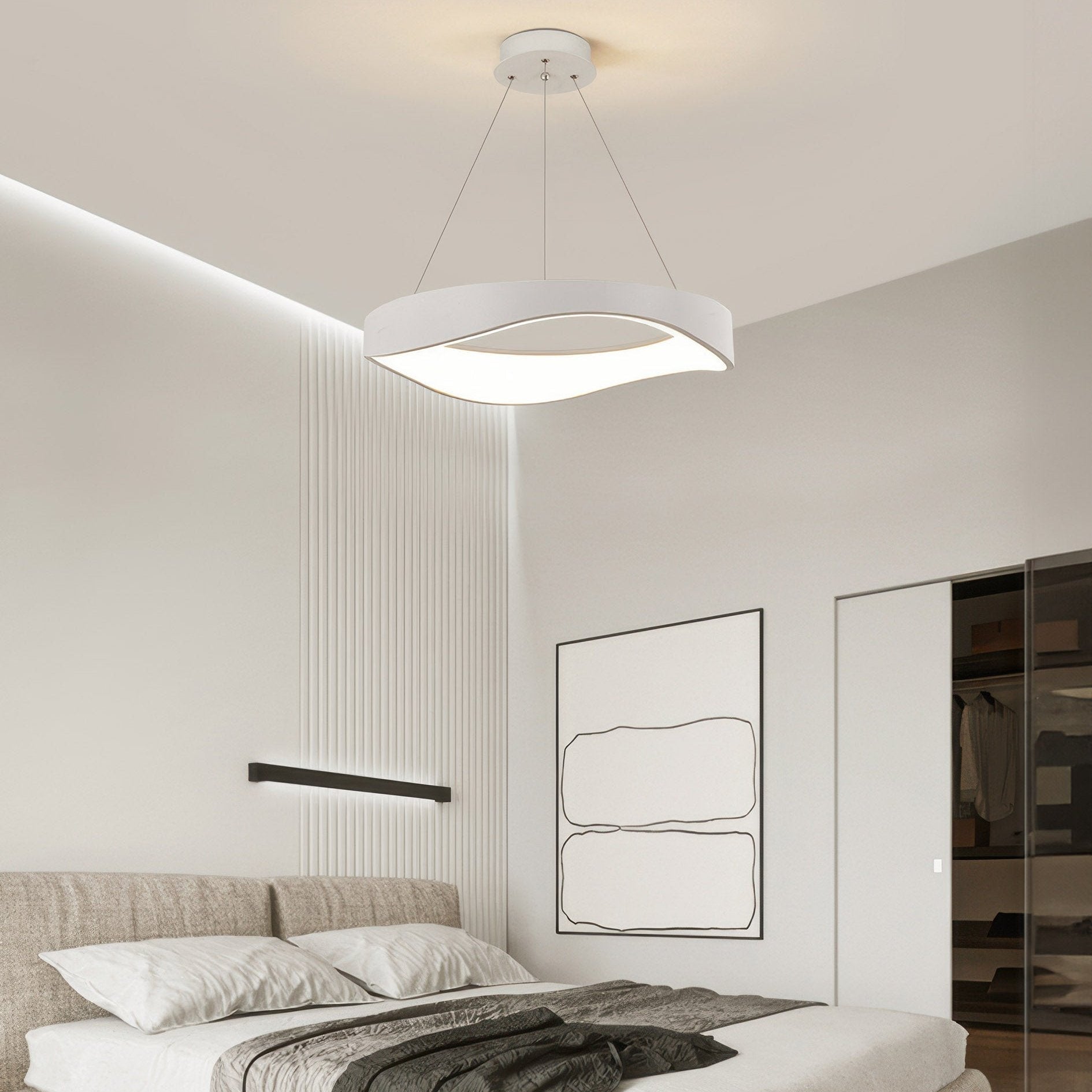 Runde LED Pendelleuchte höhenverstellbar – moderne Hängelampe in Wellenform