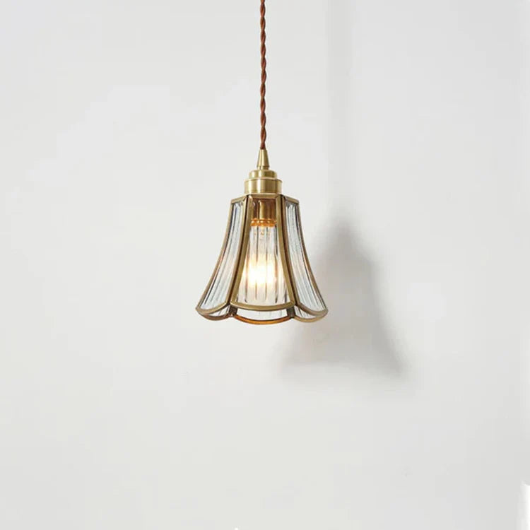 Vintage Pendelleuchte Glas – Retro Hängelampe mit Stoffkabel