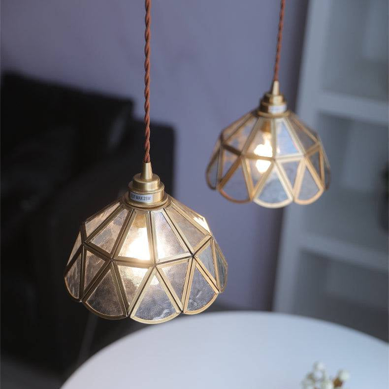 Vintage Pendelleuchte Glas – Retro Hängelampe mit Stoffkabel