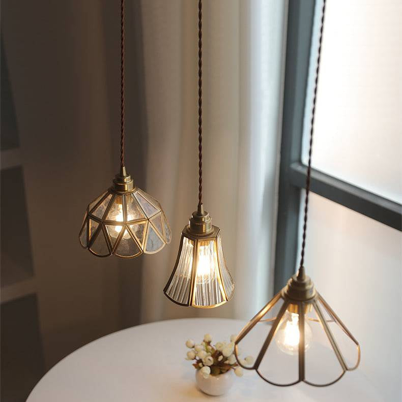 Vintage Pendelleuchte Glas – Retro Hängelampe mit Stoffkabel