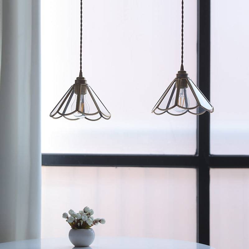 Vintage Pendelleuchte Glas – Retro Hängelampe mit Stoffkabel
