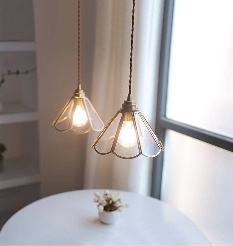 Vintage Pendelleuchte Glas – Retro Hängelampe mit Stoffkabel