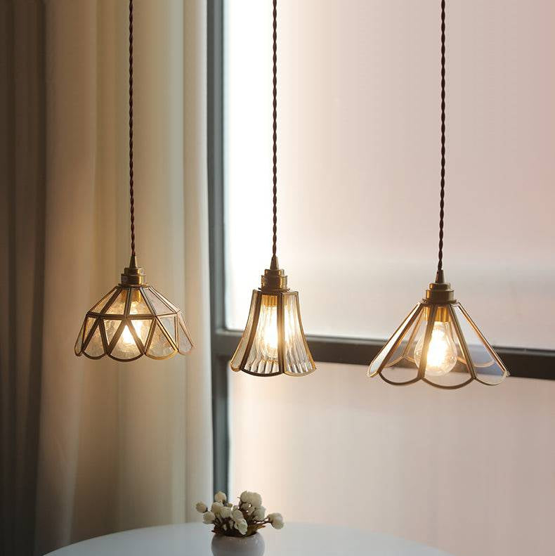 Vintage Pendelleuchte Glas – Retro Hängelampe mit Stoffkabel